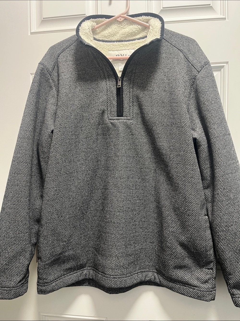 Orvis Gray Quarter-Zip Sherpa Lined Pullover
